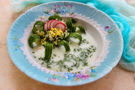 Окрошка на курином бульоне