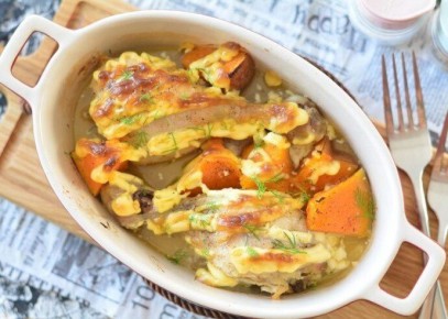 Необычное сочетание: куриные голени с тыквой