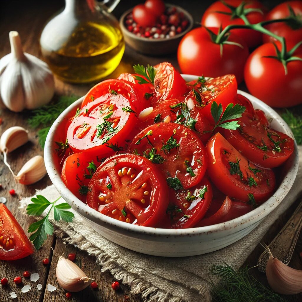 Невероятная закуска из помидоров с чесноком за считанные минуты