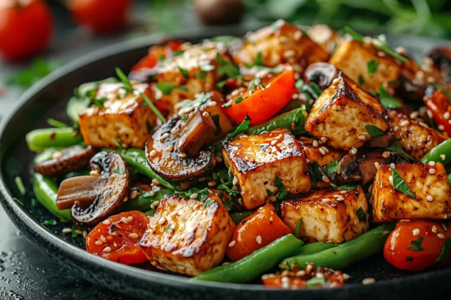 Теплый салат с тофу: новое завершение новогоднего ужина